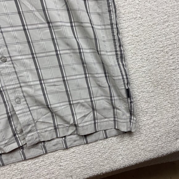 Y2K Oneill Shirt Men L GreyBlack Plaid Short Sleeve Button Up Surf Skate Casual - Picture 5 of 15